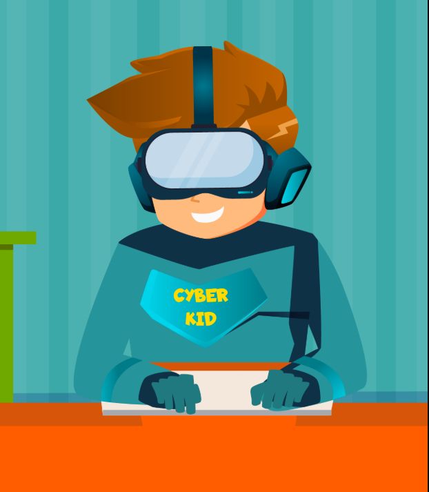 Cyber kid using vr and chating safely on internet
